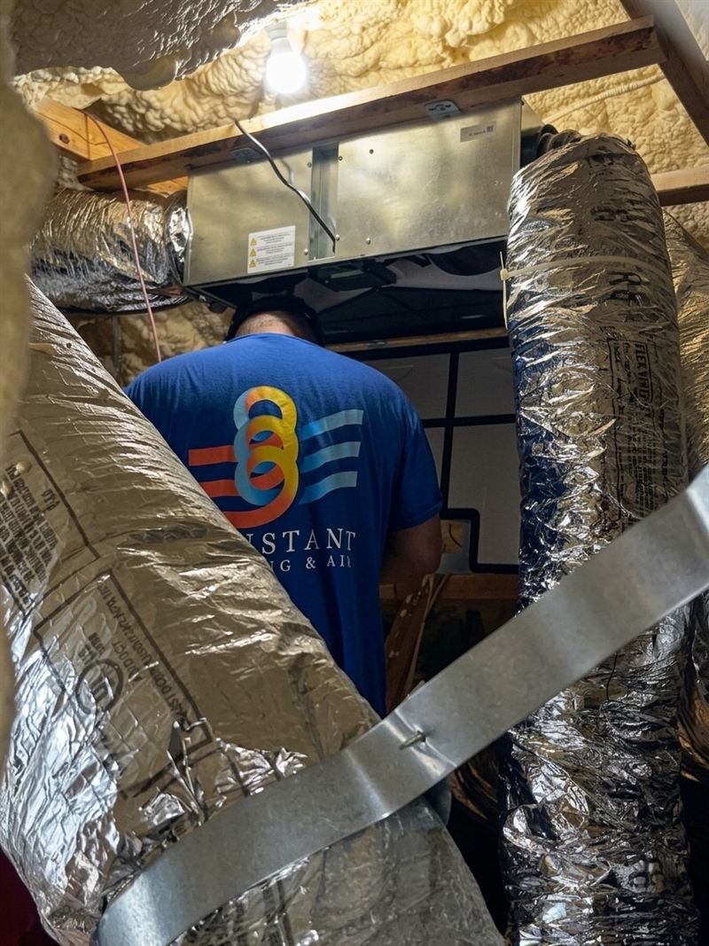 Insulated flex duct installation in an attic